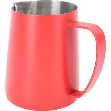 Mousseur à lait 480 ml en acier inoxydable 304, pichet à bec verseur pour latte art avec échelle intérieure rouge (1/5)