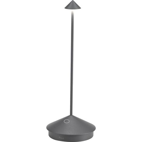 Lampada a led da tavolo Pina Pro Grigio Scuro ricaricabile e dimmerabile senza fili Zafferano 2200-2700-3000K IP54 Batteria da 12h (1/5)