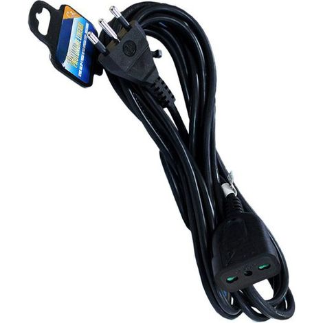 Prolunga Lineare Colore Nero 3M 3X1.0mm Spina Italiana 16A Presa Bipasso 10/16A Max 3500W