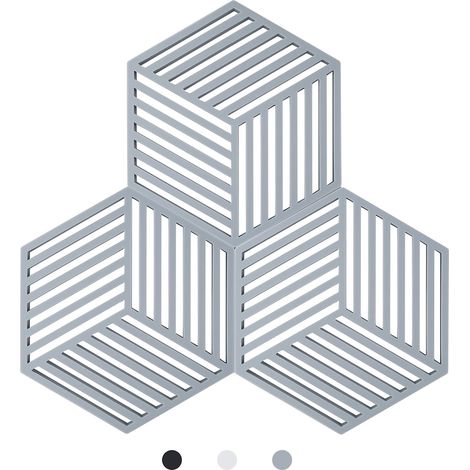 Kitchen Pot Coaster Teffa Silicone Protective Mat (Grey, Hexagonal Raya: 160x138x8mm) (1/5)
