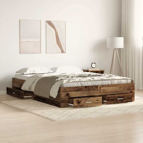 Estructura de cama con cajones Madera vieja 140 x 190 cm