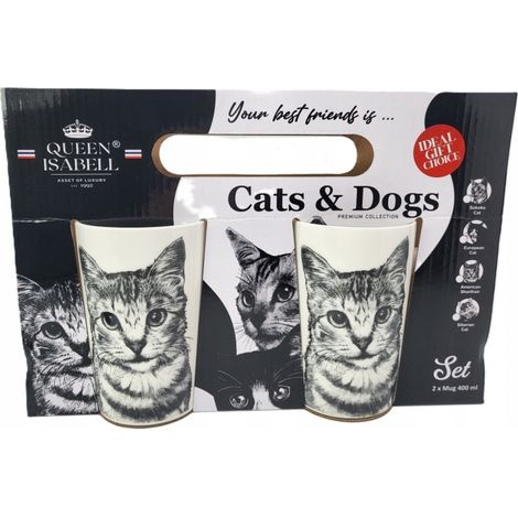 Un juego de dos tazas con la imagen de un gato PARA REGALO (1/5)
