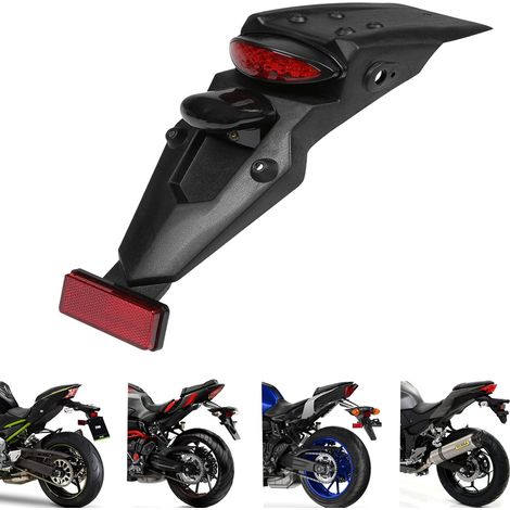 12V LED Feu arrière Stop Fender Stop Feux Arrière Plaque D'immatriculation Réflecteur de Lumière Universel pour Motocross ITV Off-Road Street Bike Dirt Bike Pit Bike TZR 50 HM 50 XR 400 (1/5)