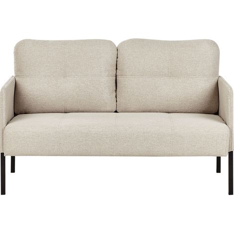 Divano 2 posti tessuto beige con cuscini schienale cuscini imbottiti gambe in metallo Lahti