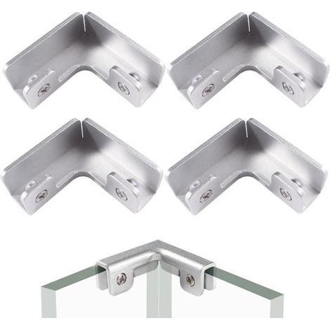 Vier Glasklemmen, verstellbare Glasklemmenhalterung, Glasbefestigungsklemme, geeignet für L-förmiges Glas mit einer Dicke von 11-13 mm. (1/5)