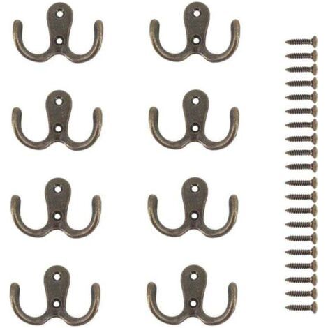 (Bronze)8 Pièces Crochet a Vis Double Métal Crochets et Patères Rangement pour la Maison étagères Tiroirs Casiers Bain