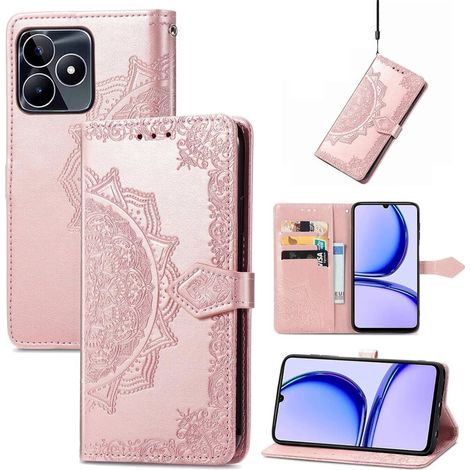 Funda tipo libro para Realme Note 50, diseño Mandala, color rosa. (1/5)