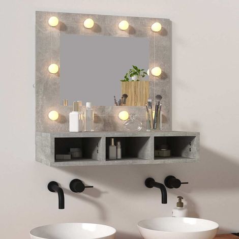 vidaXL Mueble con espejo y luces LED gris hormigón 60x31,5x62 cm (1/5)