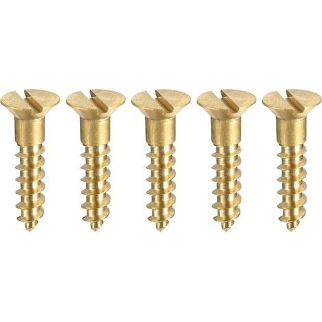 Lot de 100 vis à bois M3.5 x 16 mm à tête plate fendue en laiton (1/5)