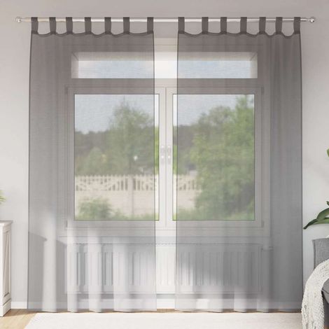 Voile Vorhänge mit Schlaufen 2 Stk. Dunkelgrau 140x225 cm