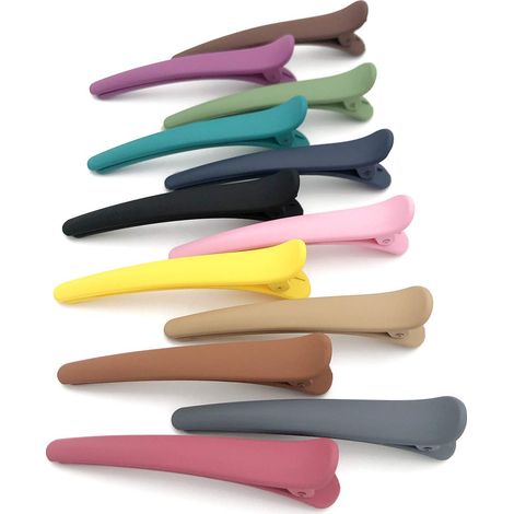 Pinces À Cheveux - Pinces À Bec De Canard En Plastique Non Glissantes - Pour Coiffure Salon Ou Maison - Lot De 12 (1/5)