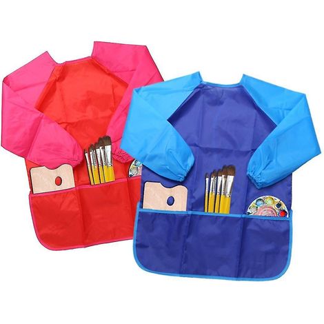 Set mit 2 Kinder-Malschürzen, roten Malkitteln, Bastelschürzen (1/5)