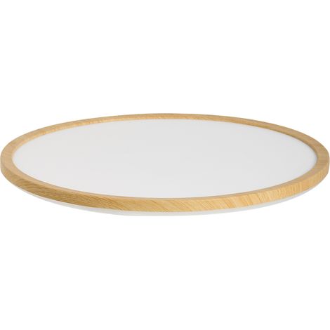 Lámpara LED redonda empotrada en el techo plafón con mando a distancia 42 cm marrón claro Velora (1/5)