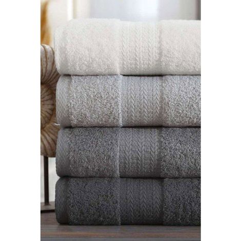 Serviette À Main - Coton 100 % - 50 x 85 cm - Gris - Lot De 4 (1/4)