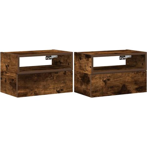 Maison Exclusive - Tables de chevet murales 2 pcs Chêne fumé 45x26x28,5 cm (1/5)
