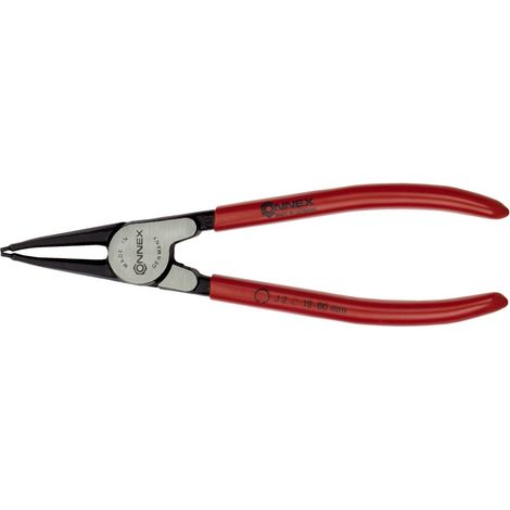 CONNEX - PINZE A BECCHI DRITTI PER ANELLI SEEGER INTERNI 180MM - MANICI ROSSI FINITURA NERA