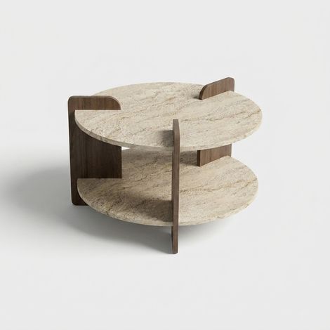 Runder Beistelltisch mit Ablagefach Oalla - Beige (1/5)