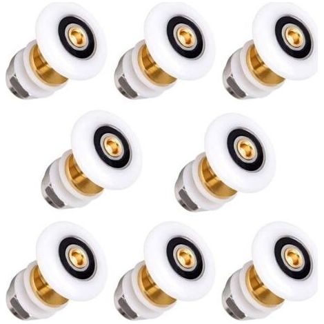 8 Pièces Roulette Porte Coulissante Douche 20mm en Laiton Roulette pour Rouleau pour Remplacement de Douche Coulissante Verre Porte Coureurs Rouleaux NPTERBL (1/4)