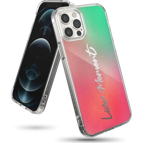 Cover custodia corazzata con cornice in gel iPhone 12 Pro Max Fusion Design rosa-verde (1/5)