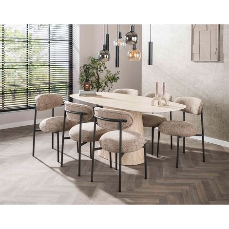 Lisa Design – Table à manger effet travertin 180x90 cm – 4 à 6 personnes – Céramique résistante aux rayures – Design élégant et pratique (1/5)