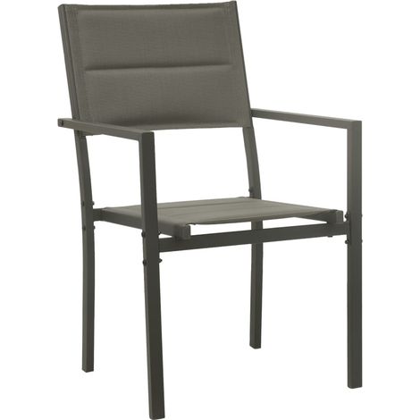 Lot de 2 Chaises de jardin et de camping, Chaises de relaxation, Textilène et acier Gris et anthracite OIB6387E (1/5)