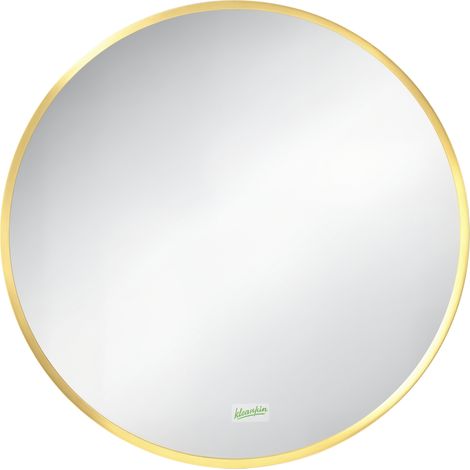 Miroir mural rond pour salle de bain, chambre, entrée, cadre métallique, couleur or, diamètre 50 cm