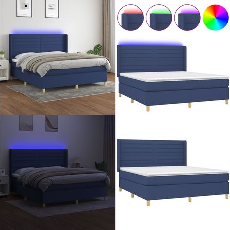 Boxspringbett mit Matratze & LED Blau 180x200 cm Stoff - Boxspringbett - Doppelbett - Schlafsofa - Lattenrost - Bettsystem - Home & Living (1/5)