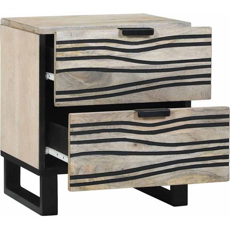 Table de chevet Cabinet de chevet Table de nuit avec tiroir Blanc et Noir 40 x 33 x 46 cm (1/5)