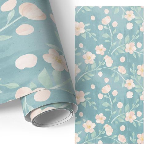 Möbel - Klebefolie - Möbelfolie - abwaschbare und selbstklebende Deko-Folie für Küche - Schrank -Tisch & Fensterbank - Blumenmotiv 50x100 cm