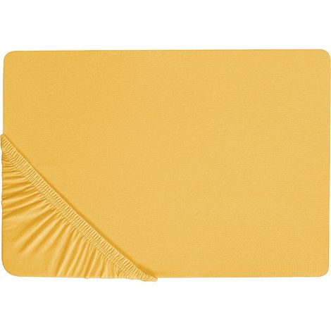 Fitted Sheet JANBU Cotton 160 x 200 cm Mustard