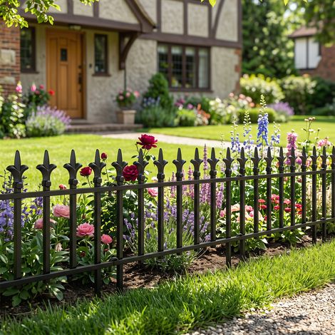 Clôture de jardin métallique décorative lot de 10, clôture paysagère sans creusage pour pelouse (1/5)