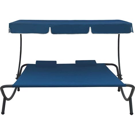 Maison Exclusive - Lettino Prendisole con Baldacchino e Cuscini Blu