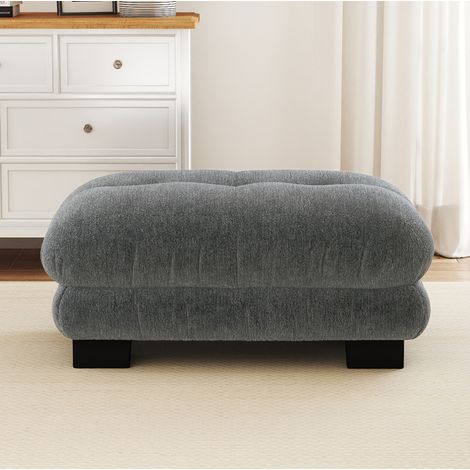 Sofá modular con ottomans, tejido chenille, gris (1/5)