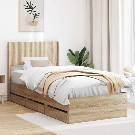 vidaXL Bettgestell mit Stauraum und Kopfteil Sonoma-Eiche 100 x 200 cm (1/5)