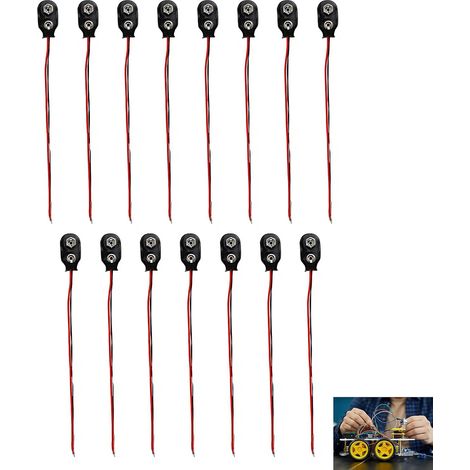 Connecteur Pile 9V, Connecteur Clip Batterie 9V Type I, Fiche Pile avec Câble de 150mm, à Installer, Borne Batterie pour Projets DIY et Expériences Éducatives (1/5)