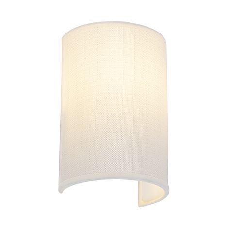 QAZQA Moderno Lámpara de pared inteligente blanca con Wifi A60 - Simple Drum Jute Acero /Textil Alargada /Redonda Adecuado para LED Max. 1 x 7 Watt