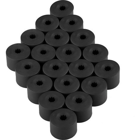 20 écrous antivol noirs 17mm pour roue auto, capuchon de protection moyeu, jeu de 20 pièces (1/5)