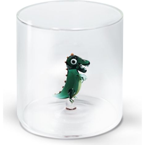 WD LifeStyle Bicchiere Vetro Borosilicato Cc 250 ml Decoro Dinosauro