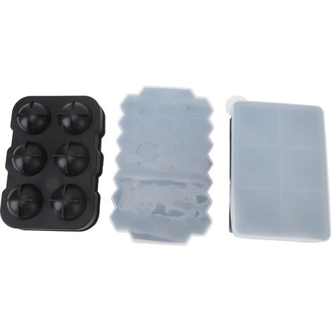 Moule à glaçons en silicone grand cube, boule sphérique, 6 billes + 6 carrés + 37 alvéoles nid d'abeille avec couvercle (1/5)