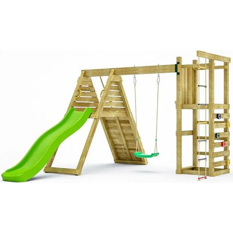 Gioco da giardino in legno Fungoo Climber con arrampicata, scivolo e altalena (1/5)