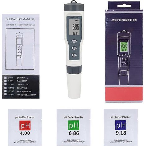 Digitaler Wasserqualitätsstift, tragbar, LCD-Bildschirm, ABS, 3-in-1-Wasserqualitätstester (pH-Wert, TDS, Temperatur) mit Batterie