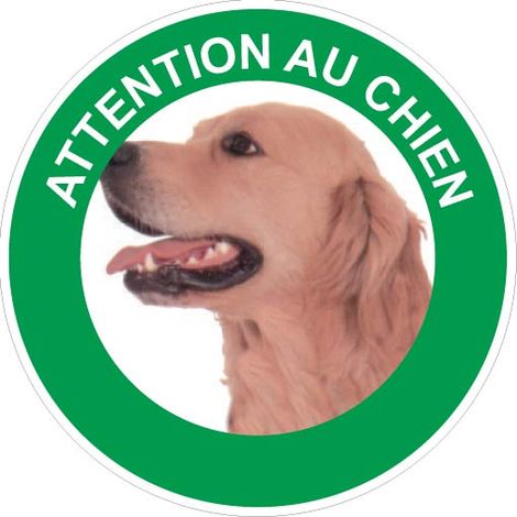 Panneau Attention au chien Golden retriever - Rigide Ø180mm - 4040325