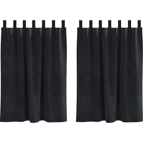Rideaux occultants 2 pcs Noir 140 x 140 cm Velours (1/5)