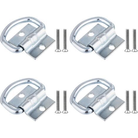 ALLIANDIS4Pcs Anneaux d'Arrimage, Attache Bache Remorque en D avec Vis pour Bateaux, Camions, Camionnettes et Maisons (1/5)