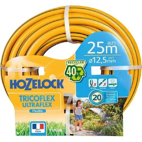 Tubo da giardino ultraflex anti twist 40% PVC riciclato 25 mm 50 m giallo grigio HOZELOCK