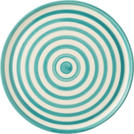 Assiette de Présentation en Céramique "Granada Rayure" 34cm Bleu Aqua (1/2)