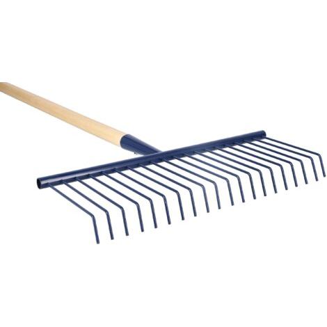 Rateau à Feuille - Rateau Jardin - Stahldraht - 40,5 cm - Manche en Bois 143 cm - avec Longues Dents - Balai à Gazon - Outil Jardin pour Herbe et Feuilles - Bleu Foncé-NANOTEH (1/5)