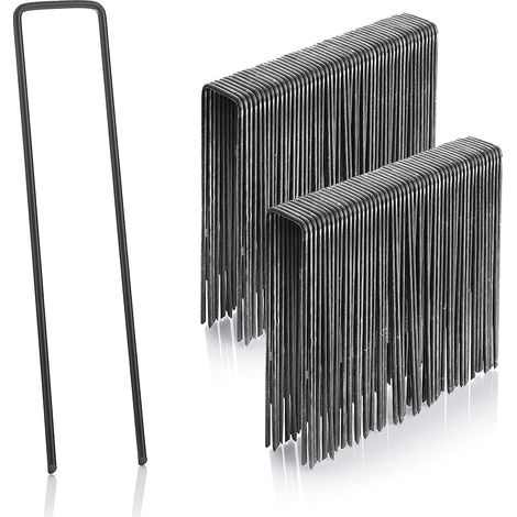 Clous de sol en forme de U, clous de sol en acier galvanisé pour gazon extérieur, clous de sol pour vergers, clôture insérée dans le sol, 50 pièces (1/5)