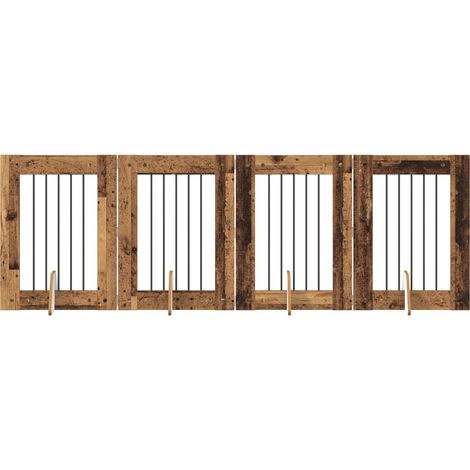 Dog Gate with Stands 4 pcs Old Wood 60 x 80 cm Engineered Wood vidaXL