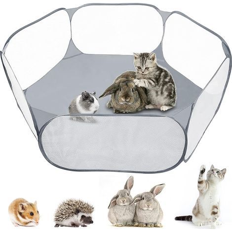Parc pour Petits Animaux, Pliable Tente pour Animaux de Compagnie d'exercice Portable Cages Tente pour Cochon d'Inde, Lapins, Hamster, Chinchillas, Hérissons (Noir) (1/4)